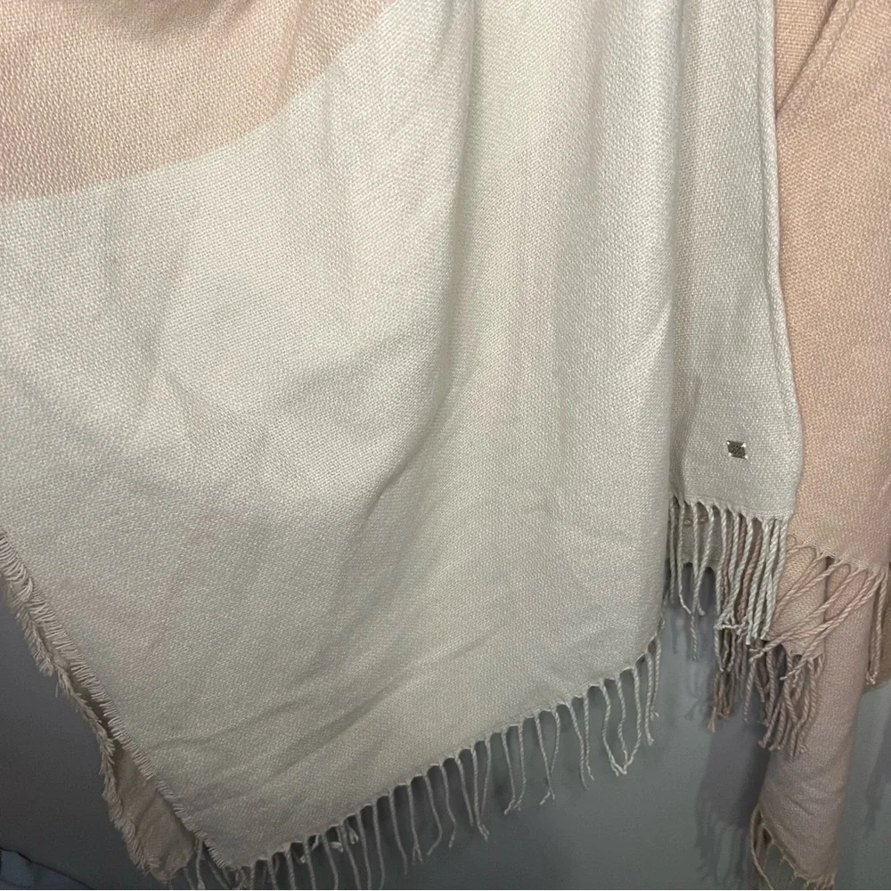 Soia & Kyo Plaid Yadira Fringe Wrap Scarfigan in Pink/Cream OS - Picture 5 of 6